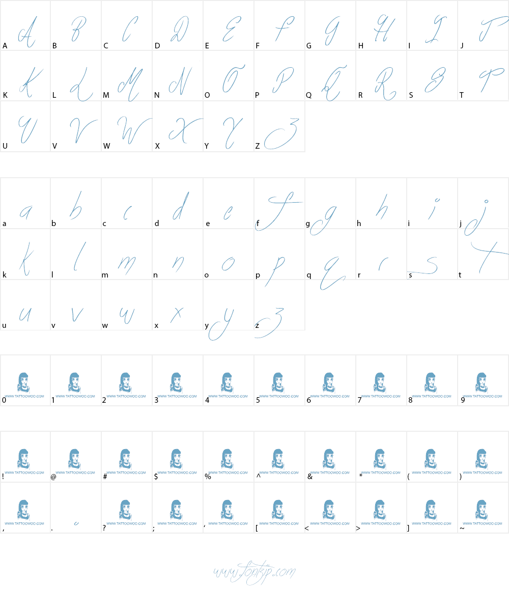 Life Azures Font Character